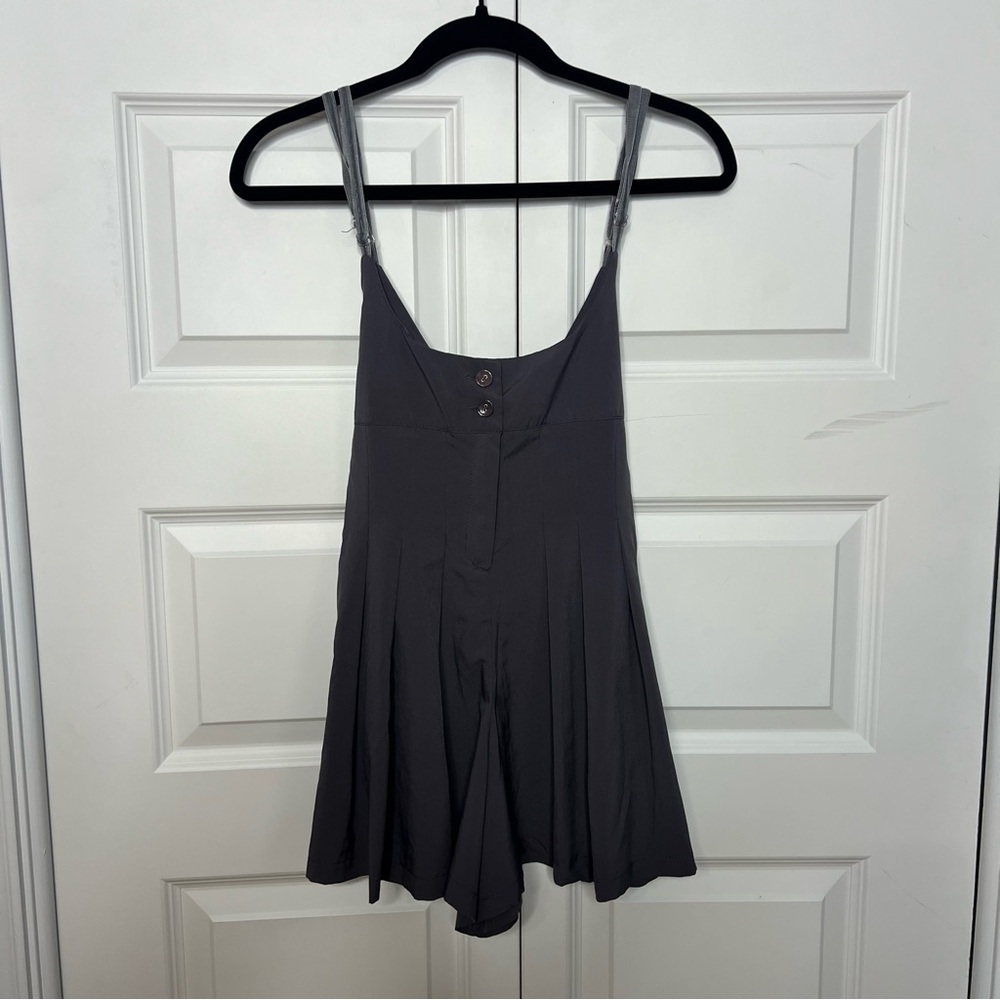 Zara Gray Pleated Romper Jumpsuit